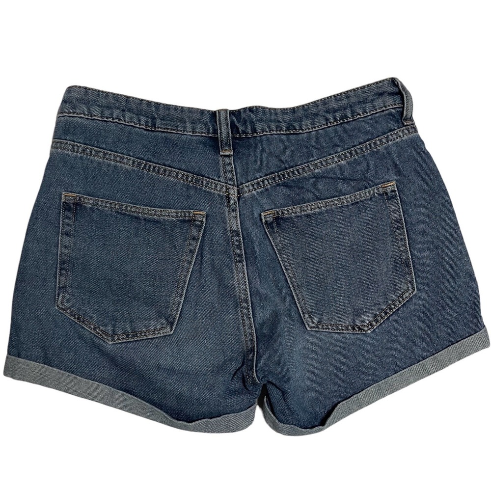 &Denim Womens Size 4 Regular Mid Rise Waist Cuffed Blue Jean Denim Shorts 3 inch - Picture 2 of 3